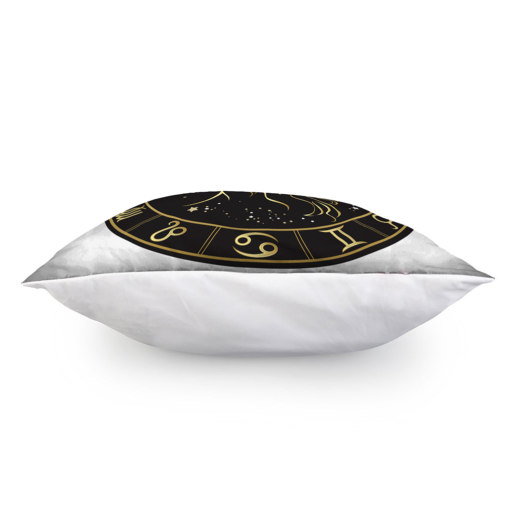 Gold And Black Capricorn Sign Print Pillow Cover