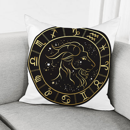 Gold And Black Capricorn Sign Print Pillow Cover