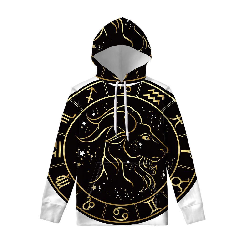 Gold And Black Capricorn Sign Print Pullover Hoodie