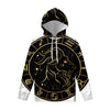 Gold And Black Capricorn Sign Print Pullover Hoodie