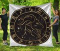 Gold And Black Capricorn Sign Print Quilt
