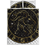 Gold And Black Capricorn Sign Print Quilt Bed Set