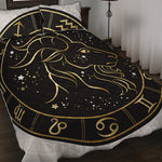 Gold And Black Capricorn Sign Print Quilt Bed Set
