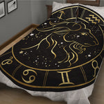 Gold And Black Capricorn Sign Print Quilt Bed Set