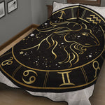 Gold And Black Capricorn Sign Print Quilt Bed Set