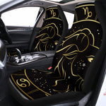 Gold And Black Capricorn Sign Print Universal Fit Car Seat Covers