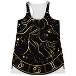 Gold And Black Capricorn Sign Print Women's Racerback Tank Top