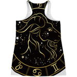 Gold And Black Capricorn Sign Print Women's Racerback Tank Top