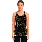 Gold And Black Capricorn Sign Print Women's Racerback Tank Top