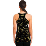 Gold And Black Capricorn Sign Print Women's Racerback Tank Top