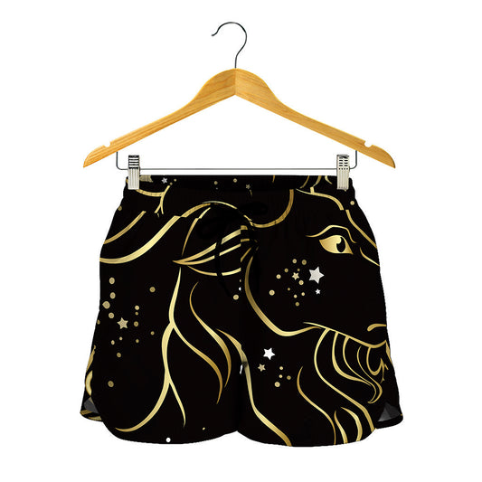 Gold And Black Capricorn Sign Print Women's Shorts
