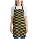 Gold And Black Checkered Pattern Print Apron