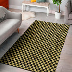 Gold And Black Checkered Pattern Print Area Rug