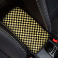 Gold And Black Checkered Pattern Print Car Center Console Cover