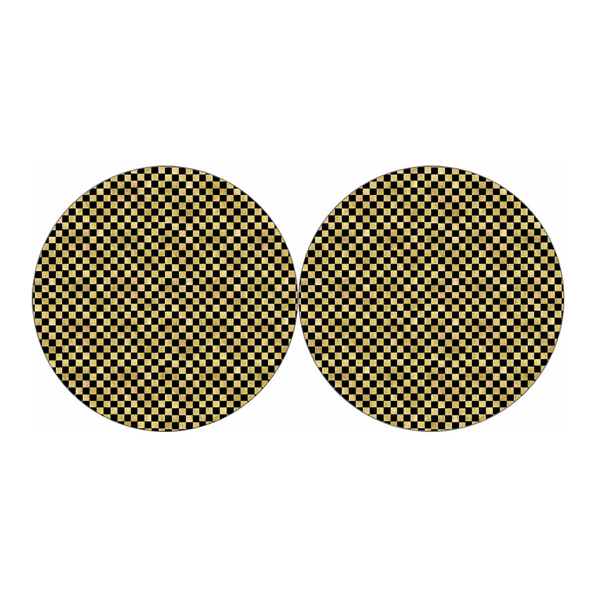 Gold And Black Checkered Pattern Print Car Coasters