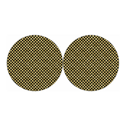Gold And Black Checkered Pattern Print Car Coasters