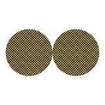 Gold And Black Checkered Pattern Print Car Coasters