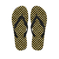 Gold And Black Checkered Pattern Print Flip Flops