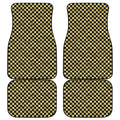 Gold And Black Checkered Pattern Print Front and Back Car Floor Mats