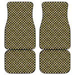 Gold And Black Checkered Pattern Print Front and Back Car Floor Mats