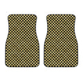 Gold And Black Checkered Pattern Print Front Car Floor Mats