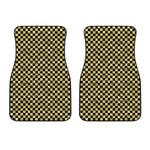 Gold And Black Checkered Pattern Print Front Car Floor Mats
