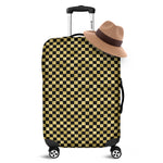 Gold And Black Checkered Pattern Print Luggage Cover