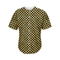 Gold And Black Checkered Pattern Print Men's Baseball Jersey