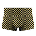 Gold And Black Checkered Pattern Print Men's Boxer Briefs