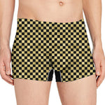 Gold And Black Checkered Pattern Print Men's Boxer Briefs