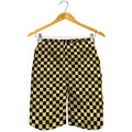 Gold And Black Checkered Pattern Print Men's Shorts