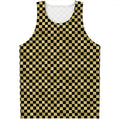 Gold And Black Checkered Pattern Print Men's Tank Top