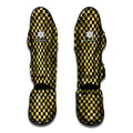 Gold And Black Checkered Pattern Print Muay Thai Shin Guards