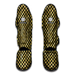 Gold And Black Checkered Pattern Print Muay Thai Shin Guard