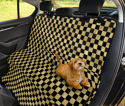 Gold And Black Checkered Pattern Print Pet Car Back Seat Cover
