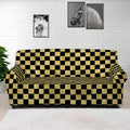 Gold And Black Checkered Pattern Print Sofa Cover