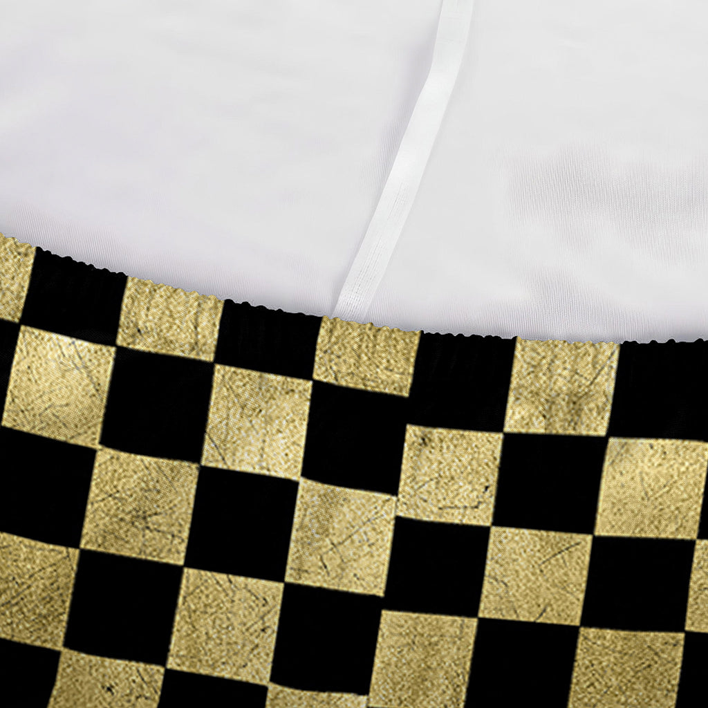 Gold And Black Checkered Pattern Print Sofa Cover