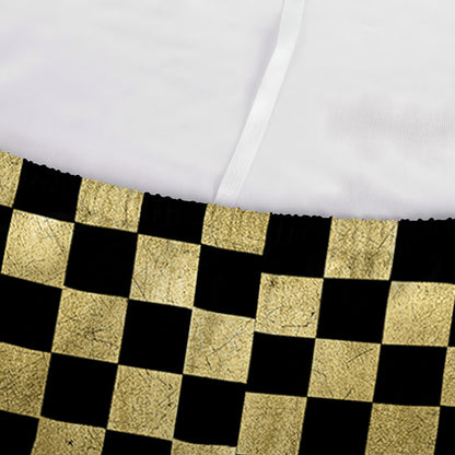 Gold And Black Checkered Pattern Print Sofa Cover