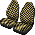 Gold And Black Checkered Pattern Print Universal Fit Car Seat Covers
