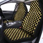 Gold And Black Checkered Pattern Print Universal Fit Car Seat Covers