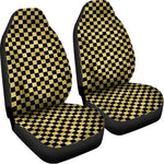Gold And Black Checkered Pattern Print Universal Fit Car Seat Covers