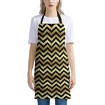Gold And Black Chevron Pattern Print Apron