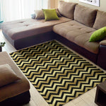 Gold And Black Chevron Pattern Print Area Rug