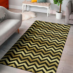 Gold And Black Chevron Pattern Print Area Rug