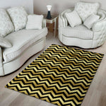Gold And Black Chevron Pattern Print Area Rug