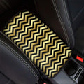 Gold And Black Chevron Pattern Print Car Center Console Cover