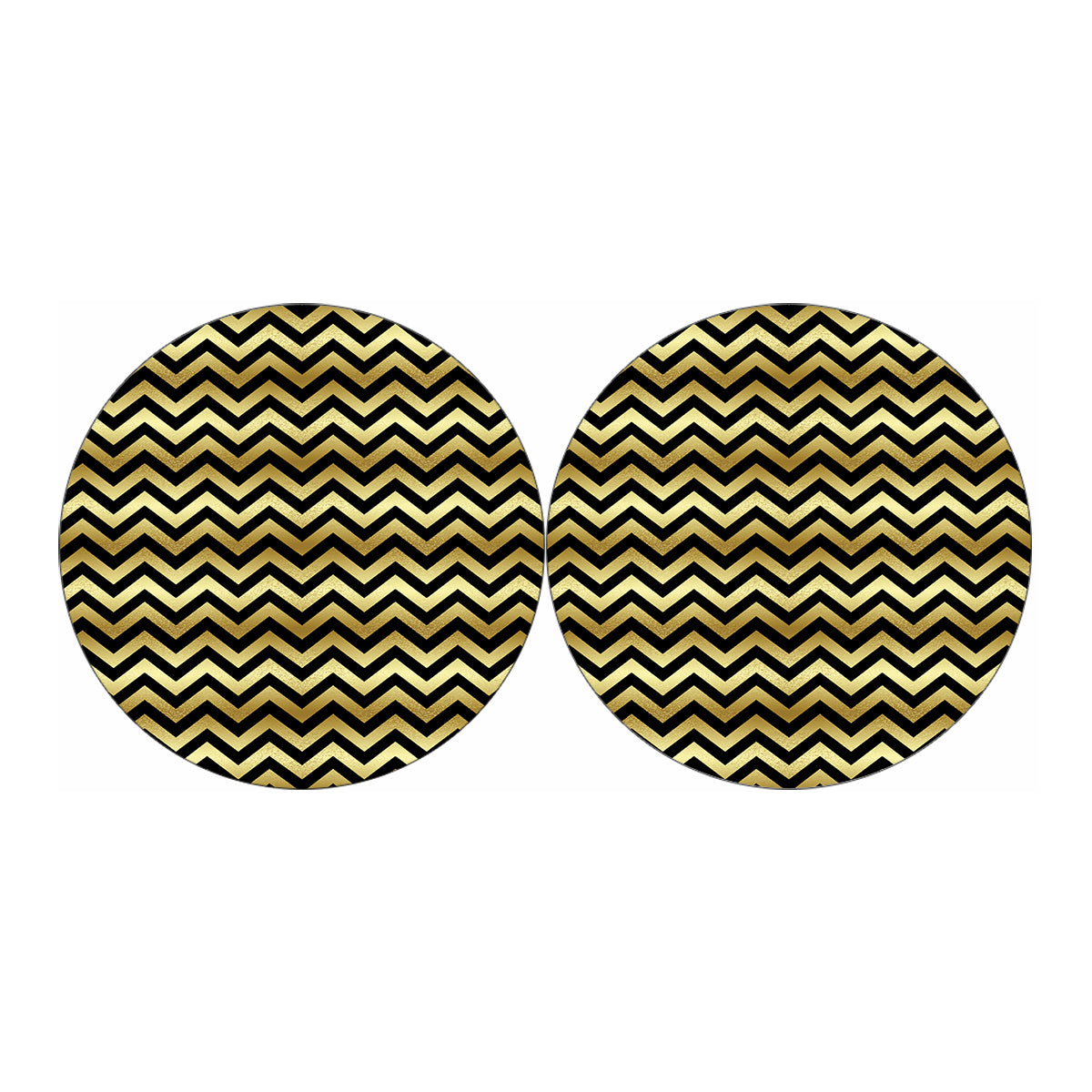 Gold And Black Chevron Pattern Print Car Coasters