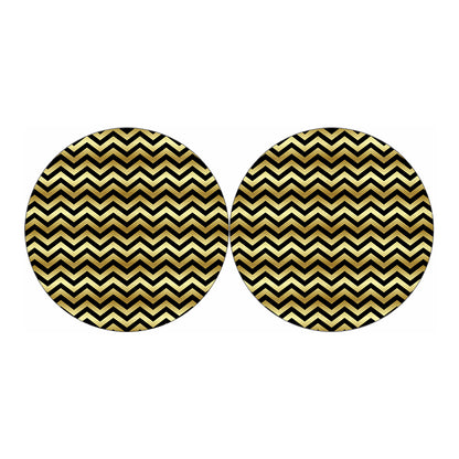 Gold And Black Chevron Pattern Print Car Coasters