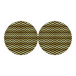 Gold And Black Chevron Pattern Print Car Coasters