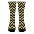 Gold And Black Chevron Pattern Print Crew Socks